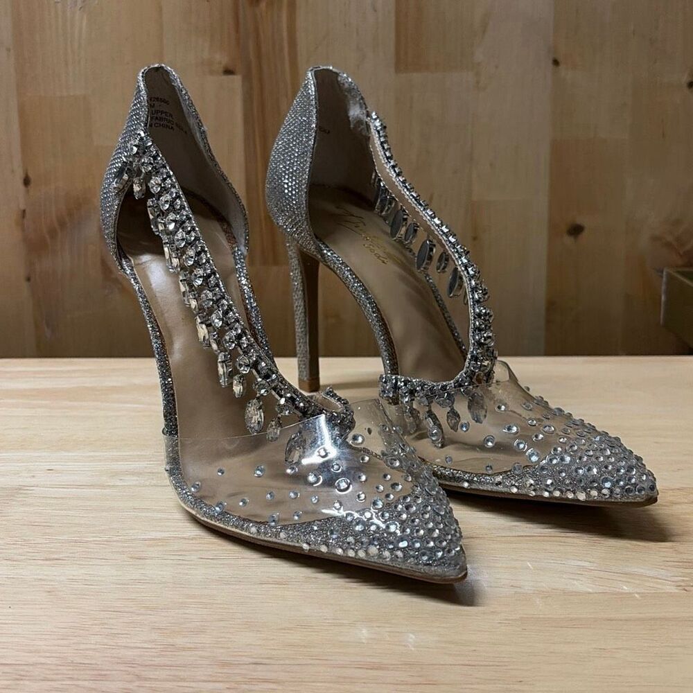 Thalia Sodi Kassidy Pumps Silver with Rhinestones Women Size 5M